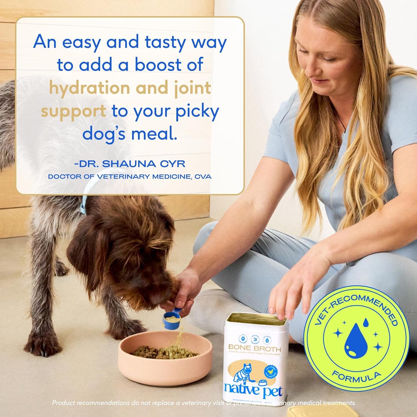 Bone Broth for Dogs and Cats – Dog Bone Broth Powder for Dog Food Topper for Picky Eaters – Cat and Dog Broth - Dog Gravy Topper for Dry Food – Chicken Broth for Dogs and Cast – 11.5 Oz